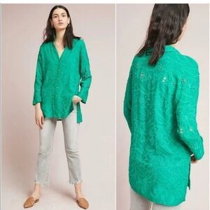 Anthro Green Akemi + Kin Abacos Eyelet Tunic Top